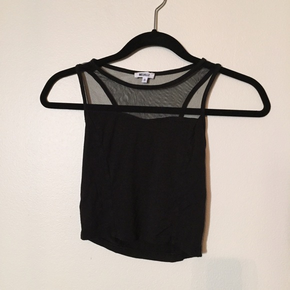 Black Brandy Melville Crop Tank w/ Mesh Top