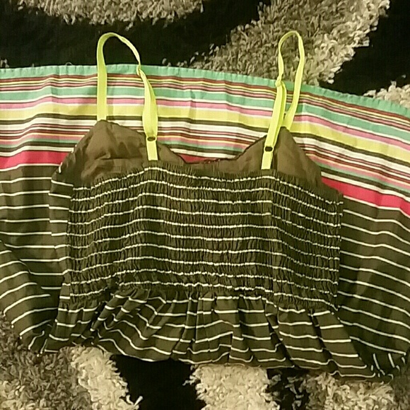 Sold in bundle olive dress w colorful stripes - Picture 3 of 3