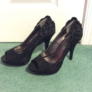 Black lace heels