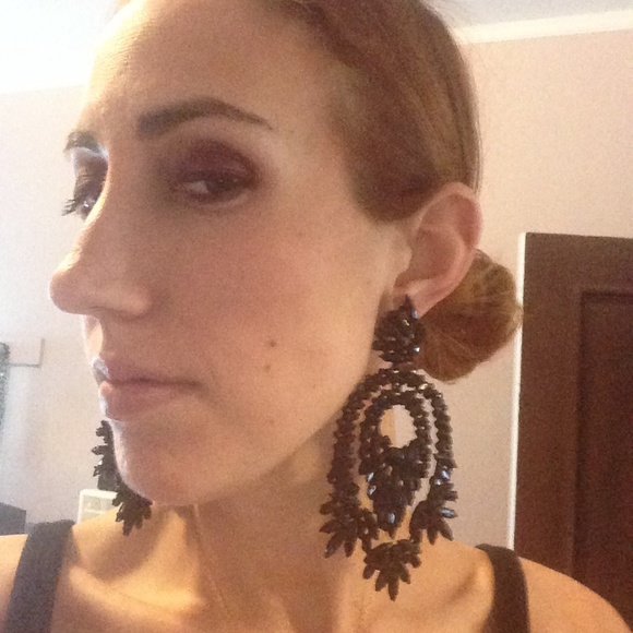 BCBG Black Swarovski Crystal Earrings