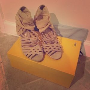 NIB Fendi Sandals Mixed Media Suede