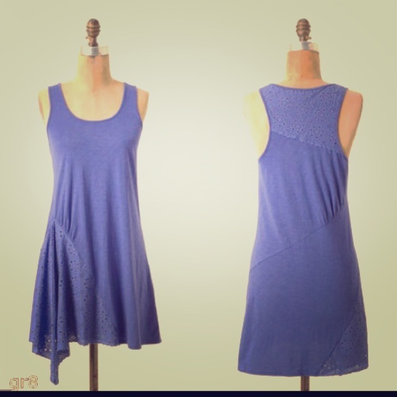 Royal blue asymmetrical eyelet top