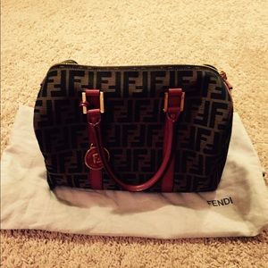 Red Chef Zucca Jacquard Boston Bag