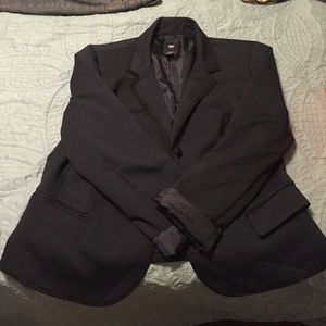 Navy blazer with black trim