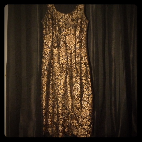Vintage cut out gold dress