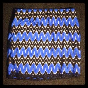 Twill patterned Electric blue & black skirt