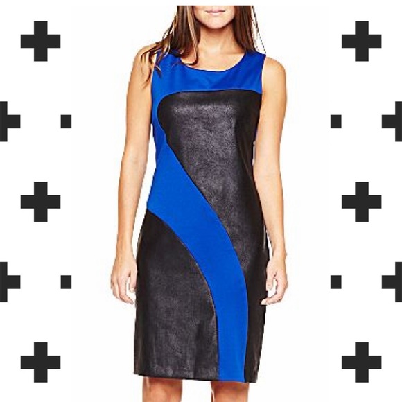 Cobalt Blue and Faux Leather Dress