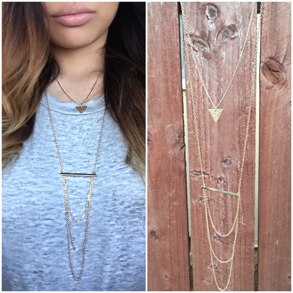 Gold Triangle Bar Chain Trendy Fashion Necklace