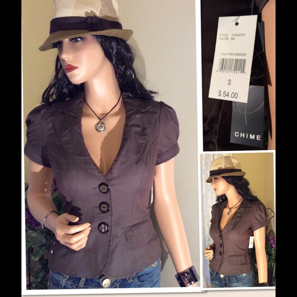 ♥️CHIME... Calypso Breeze Brown Small Top♥️