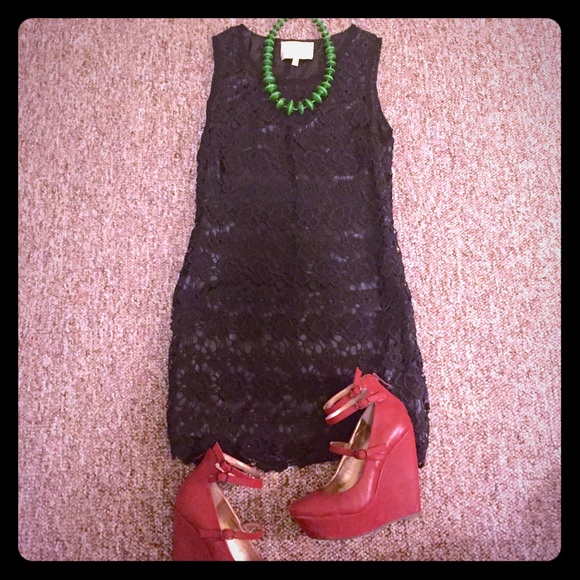 Lush Black crochet Sleeveless Dress