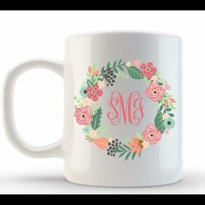 NWT Floral Monogram Coffee Mug Choose Color too