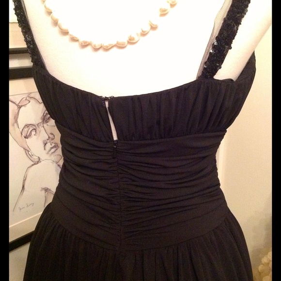 Vera Wang Black Jersey and Mesh Sequin Dress - Picture 3 of 4