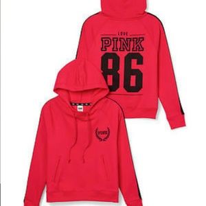 Vs pink Red funnel neck pullover hoodie NWOT