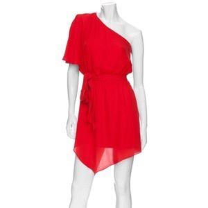 Haute hippie one shoulder red dress