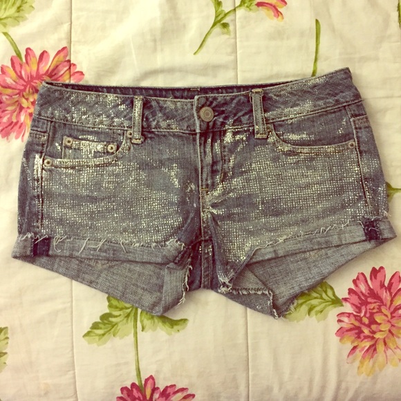 Glittered Denim Shorts