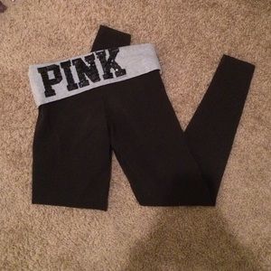 VS pink yoga leggings with sequins