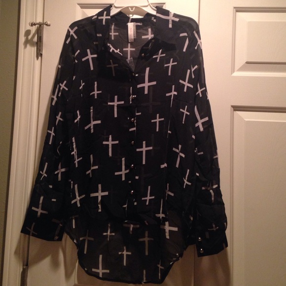 Chiffon high low button up top