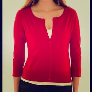 Red cardigan