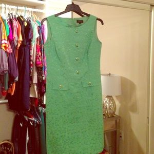 Tahari dress Sz 6 Lime Green w/ gold detail NBW