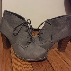 Gray Suede Heeled Booties (size 11)
