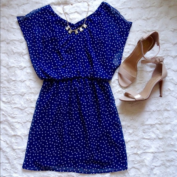 Lush Dresses & Skirts - Lush Blue Polka Dot Dress