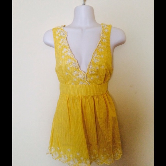 Yellow polka dot tank top