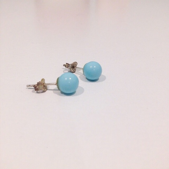 blue sphere earrings