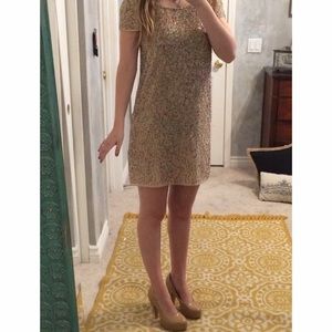 Nude fully beaded baby doll dress from Zara