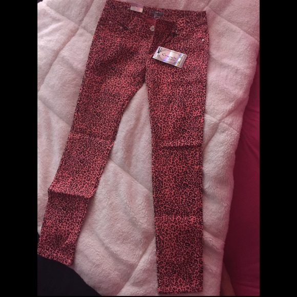 💞🐾PINK & BLACK LEOPARD JEANS SKINNY LEG - Picture 4 of 4