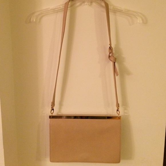 Nude slingover purse