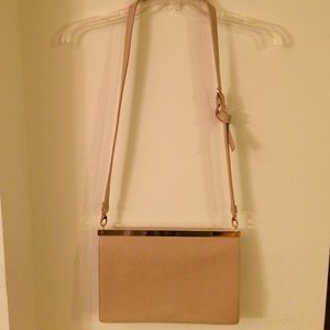 Nude slingover purse
