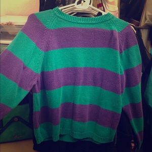 Green and purple striped sweater