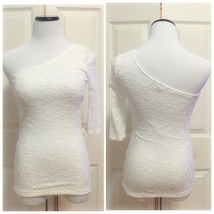 White half shoulder top