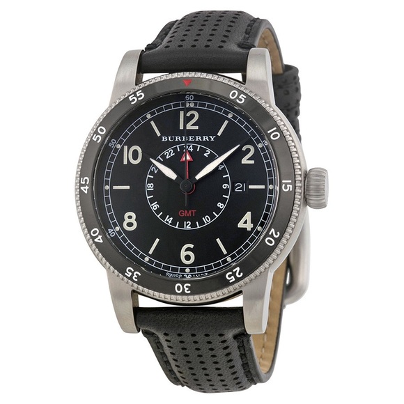 Burberry Swiss GMT Black Leather Strap