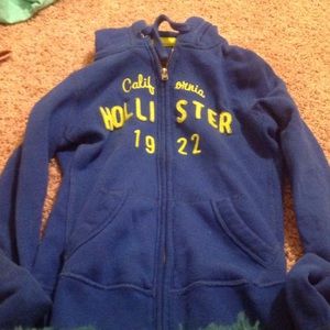 Zip up blue and green hoodie