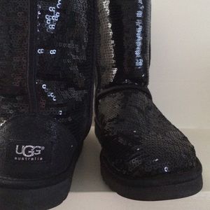 Black sequined ugg boots