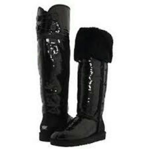 Black sequin knee high ugg boots