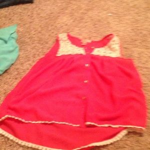 Kids pink lace button up