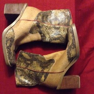 Snakeskin and cowhide cowboy boots