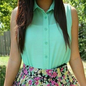 Mint Green Collar blouse