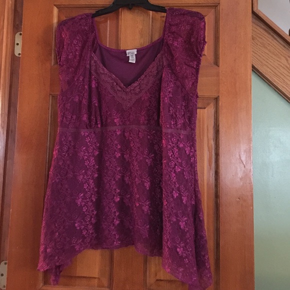 Loved this top but time to go!  Purple lace top.