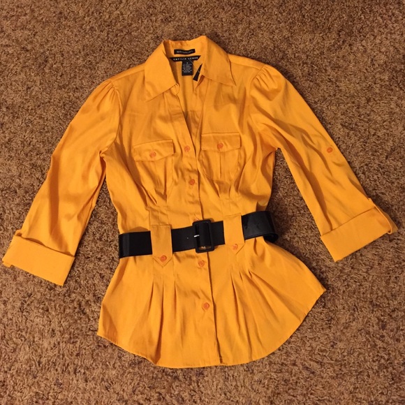 Antilia Femme Tops - ❌ SOLD ❌ Gold Belted Peplum Button Up NWT