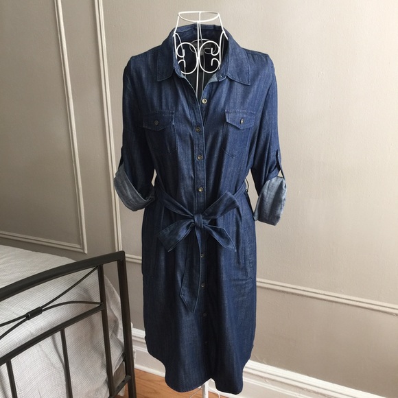 Chambray Blue Shirt Dress