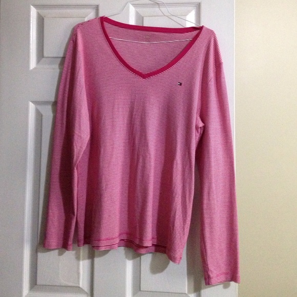 Pink & White Stripe Long Sleeve Tee