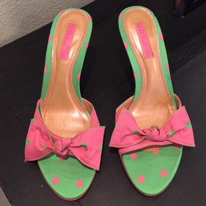 Unisa green and pink polka dot heels size 7
