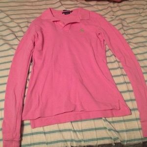 Ralph Lauren pink long sleeve polo shirt