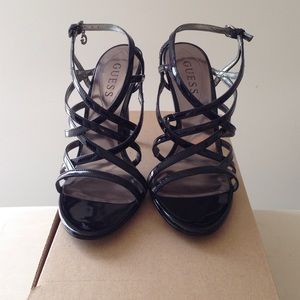 Black straps stilettos NWOT