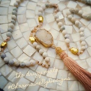 Druzy mala necklace