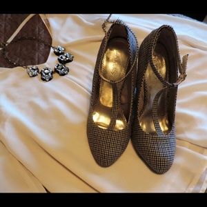 Bakers Brown Tweed Wedges