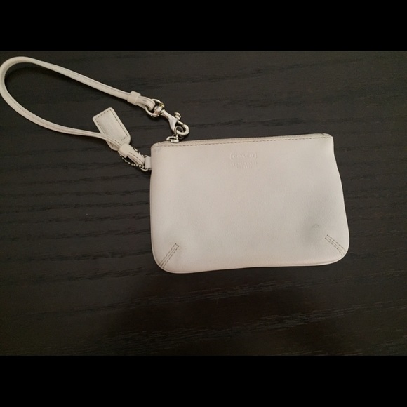Coach White Leather Wristlet